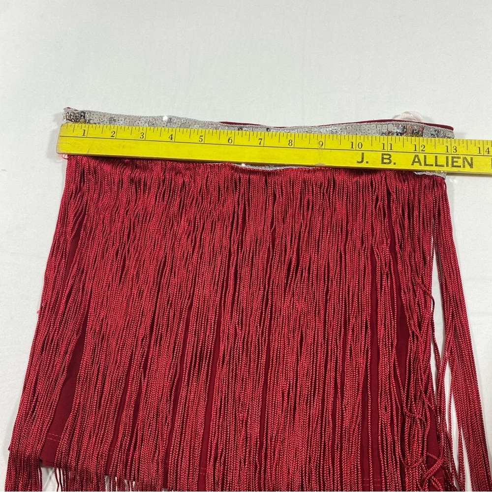 Carolina USA Flapper Tube Top Fringed Red & Silver Sequins. Stretchy Crop Top - Picture 8 of 12